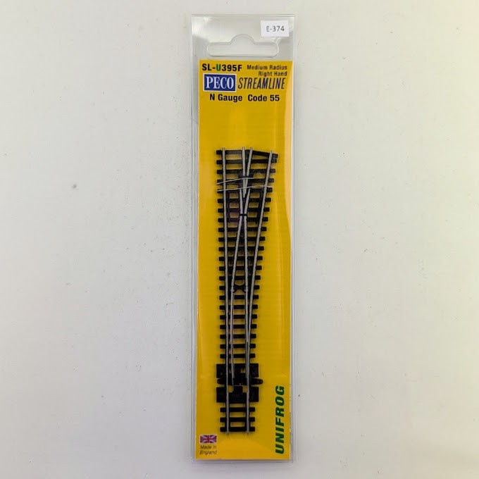 PECO SL-U395F N Scale Unifrog Medium Radius Right Hand Turnout Code 55