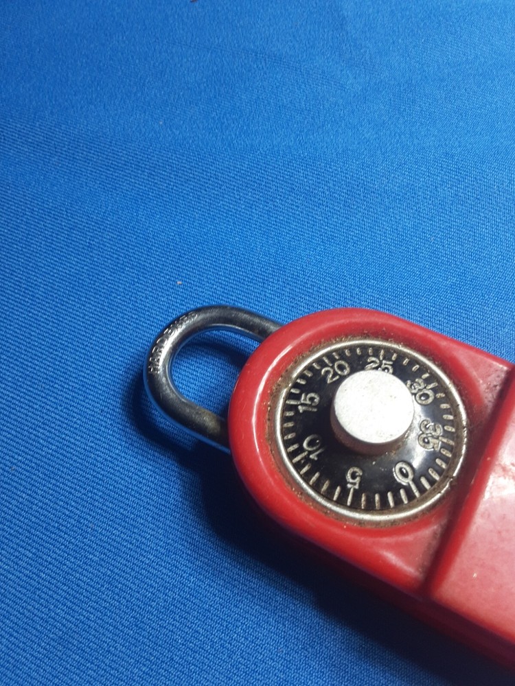 Hampton Dial Combination Lock - RED -Plus Secret Compartment Vtg 2” .X.