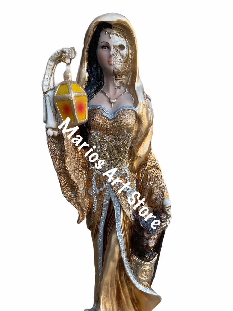 Encarnada Santa Muerte statue 22" Gold