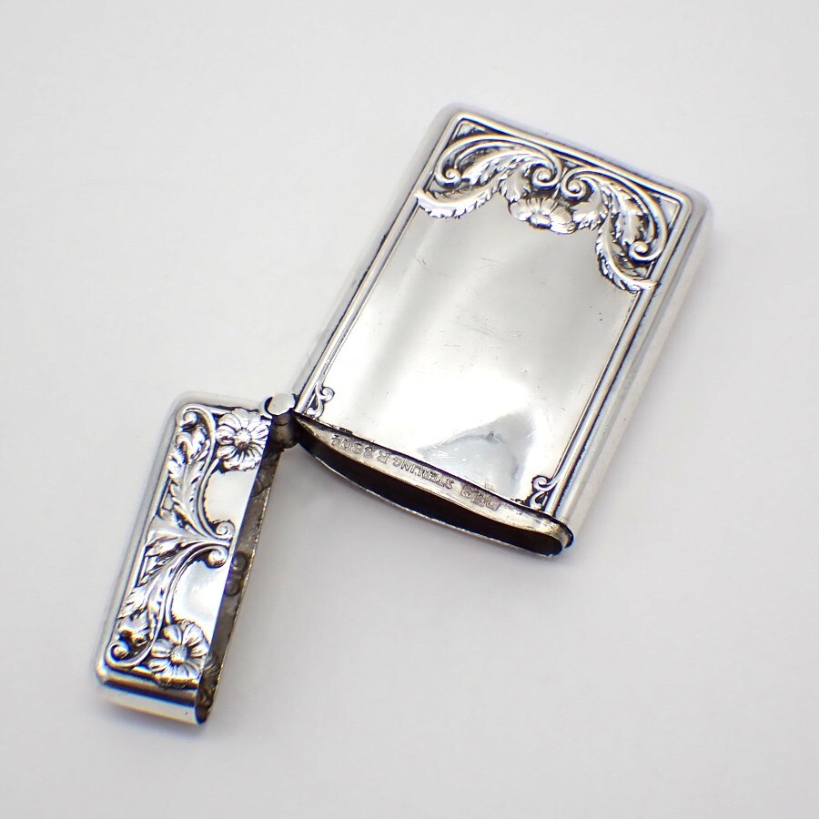 Floral Match Safe Box Gorham Sterling Silver 1910 Mono HEM