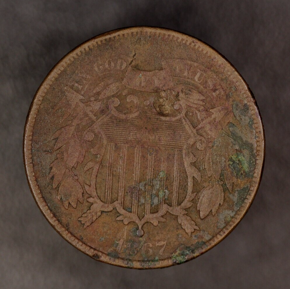 1867 TWO CENT PIECE FRESH FROM AN ORIGINAL COLLECTION-LOT AA3240