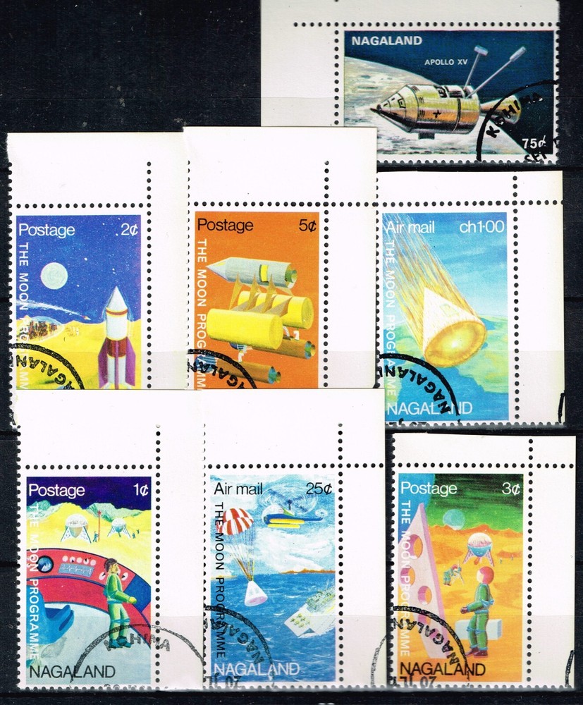 Nagaland Space Apollo Program Landing Men on Moon set 1972 B-5