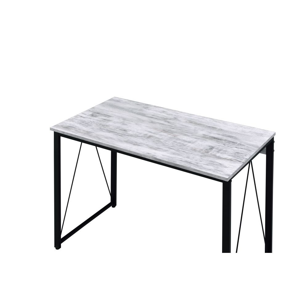Minimalist Writing Table - Durable Metal Base - Particle Board Top - Compact