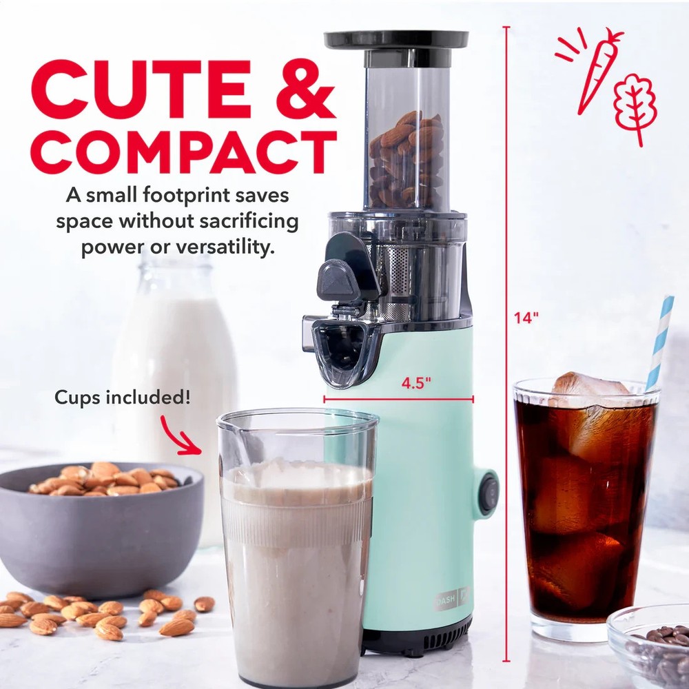DASH Compact Cold Press Power Juicer - Aqua