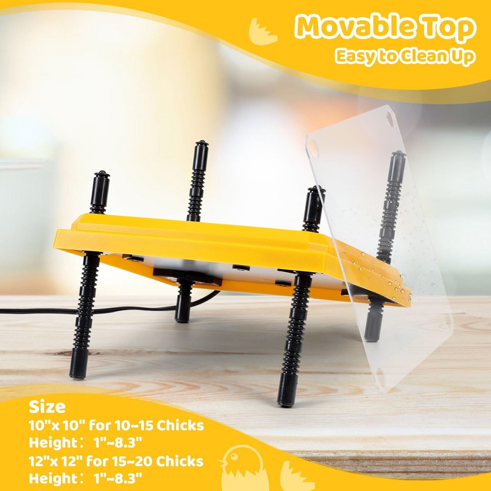 Brooder Heating Plate for Chicks Adjustable: with Bonus 12x12 Warmer with Eas...