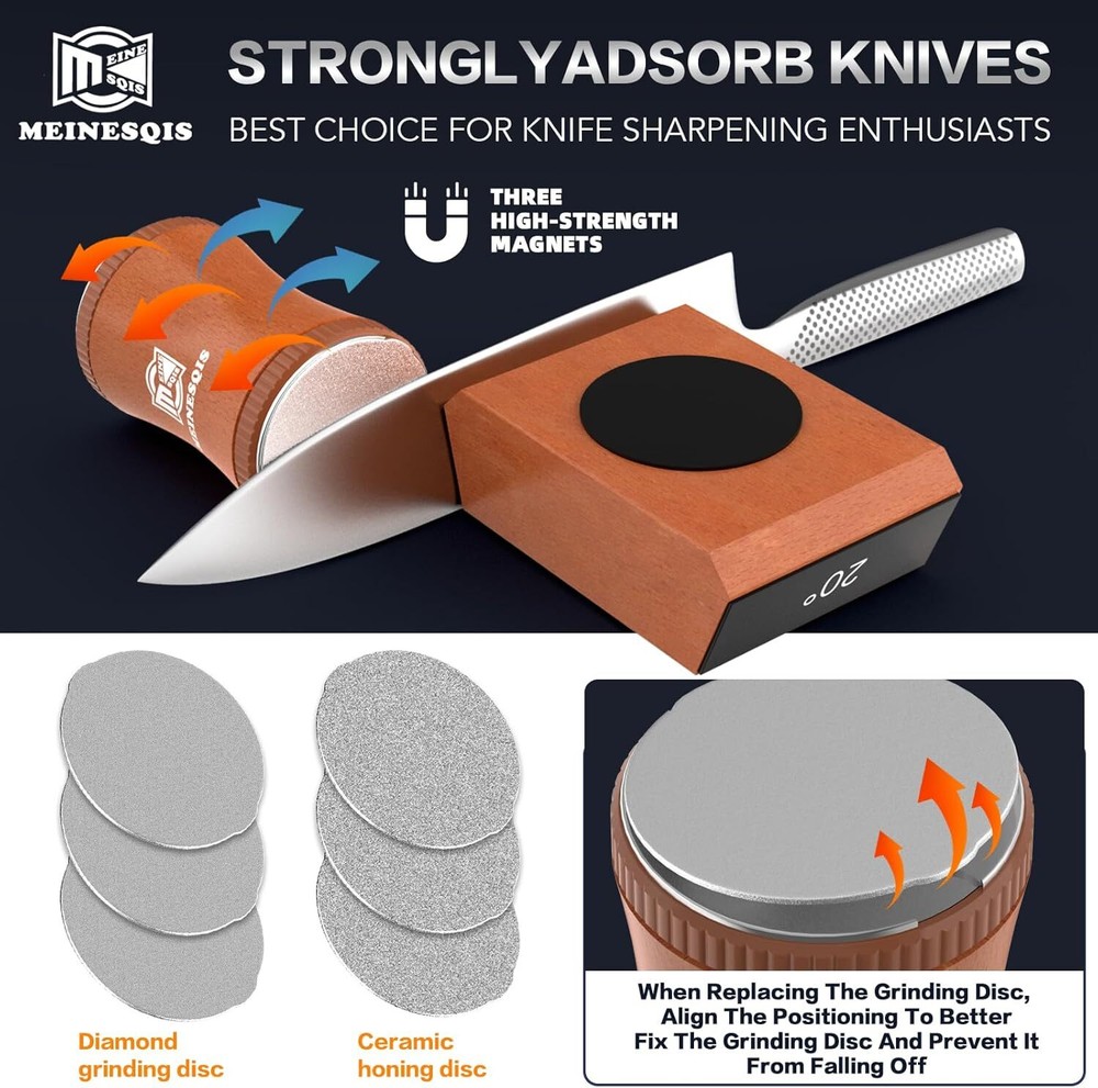 Knife Sharpener Tool Rolling Knife Sharpener Kit 6 Pcs Diamond Ceramic Disc Knif