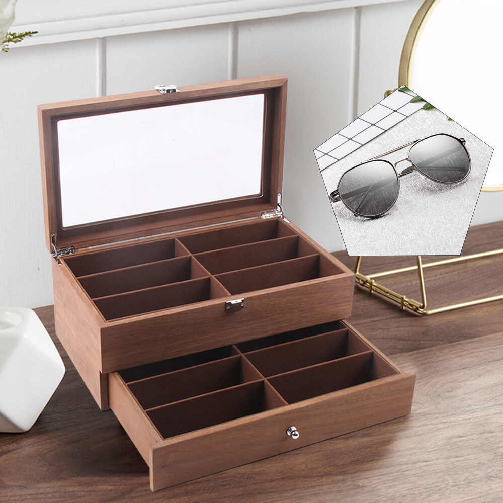 Eyeglass Case Storage Sunglass Display Box 12Bits 2 Layer Collect Organizer Gift
