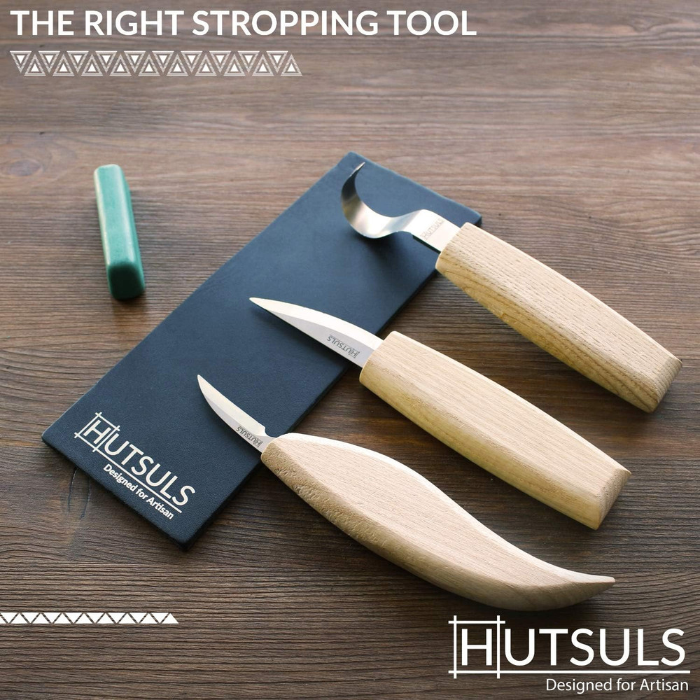 Black Leather Strop with Compound - Get Razor-Sharp Edges with Stropping Kit, Gr