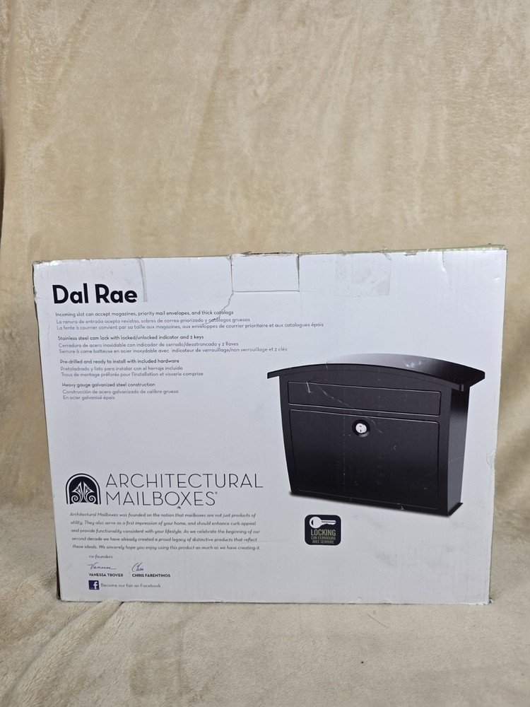 Architectural Mailboxes 2562B-10 Black Dal Rae Galvanized Wall-Mount Mailbox