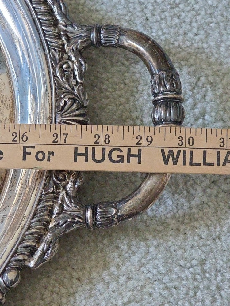 A Large Oval Solid Sterling Silver Serving Tray - Walker & Hall Sheffield 1908