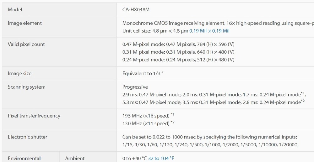 Keyence CA-HX048M Monochrome Image Receiving Element for Vision System