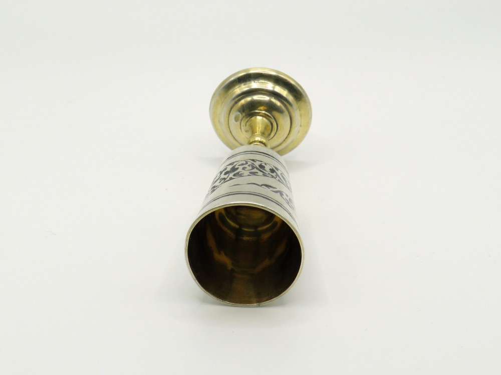 Antique Solid Silver Niello And Gilt Soviet Era Russian Kiddush Cup Hallmarked