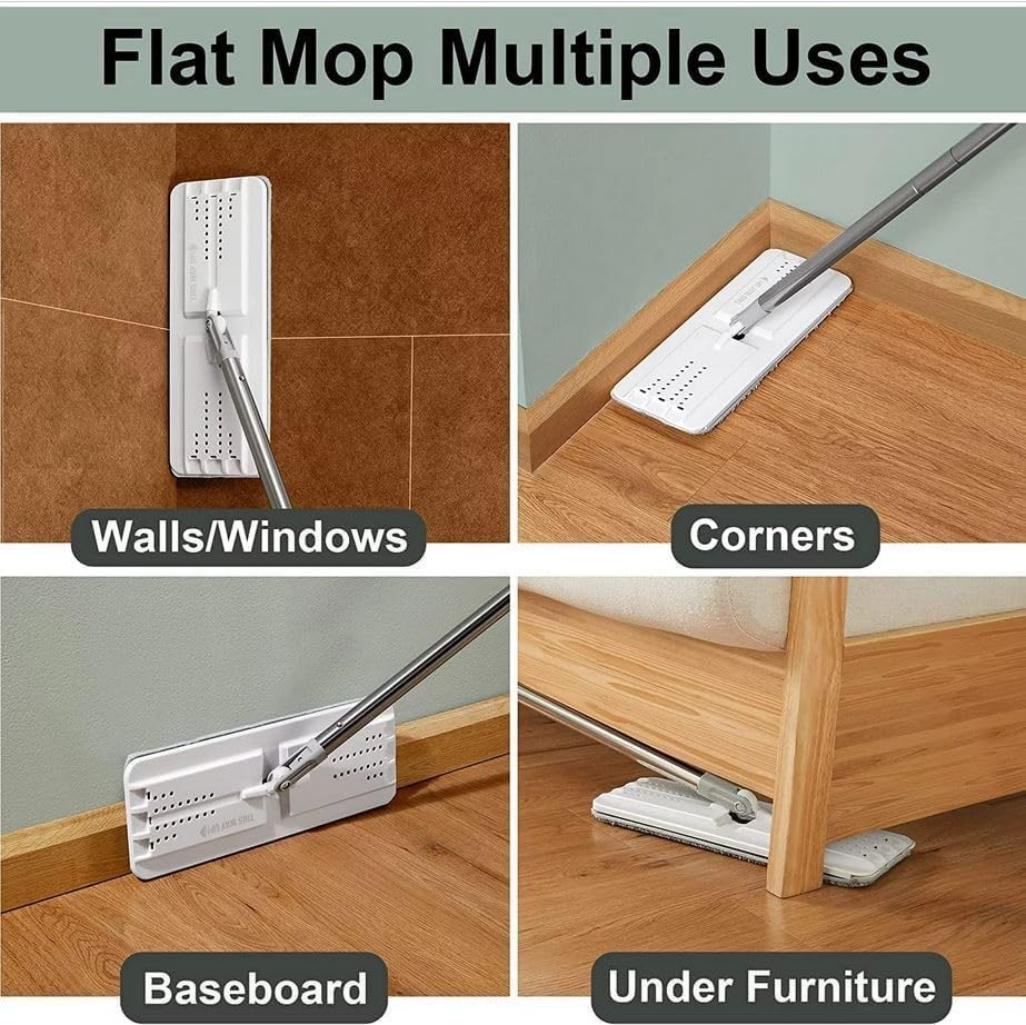 Mop Replacement Pads, 4-Pack 13" × 4.9" Microfiber Flat Mop Refills, Dual Grey