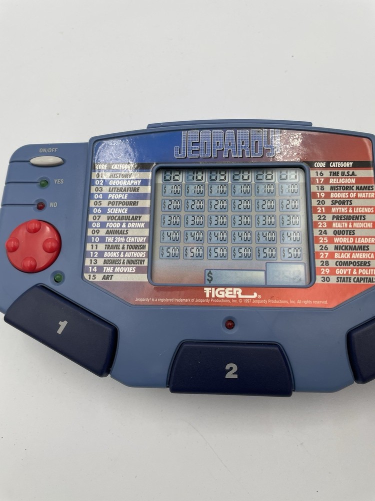Tiger Electronics Jeopardy Hand Held Game 1995 with Answer Book & Manual E1
