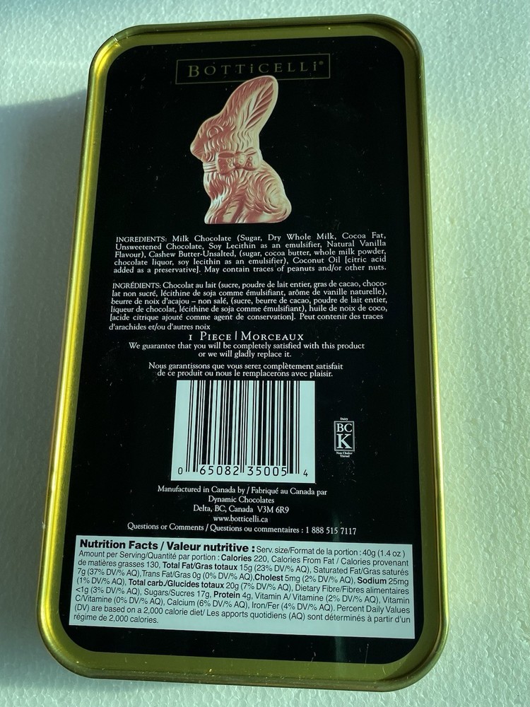 Easter BUNNY Botticelli CANDY Tin EMPTY