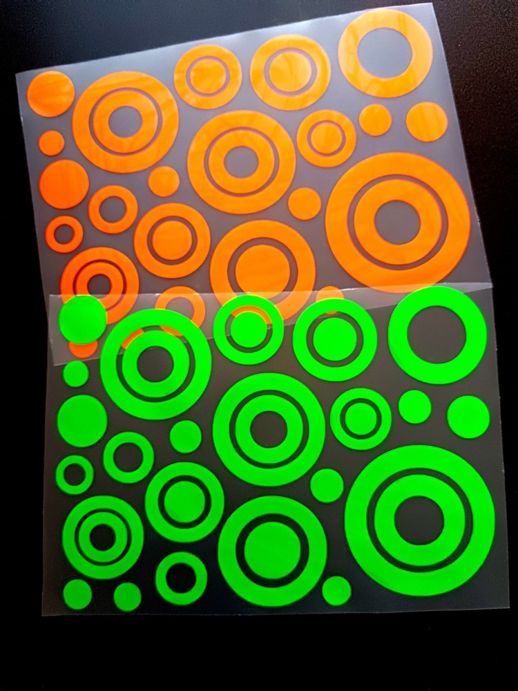 FUN FLUORESCENTE circles Shapes Decals, Stickers For DIY Projects