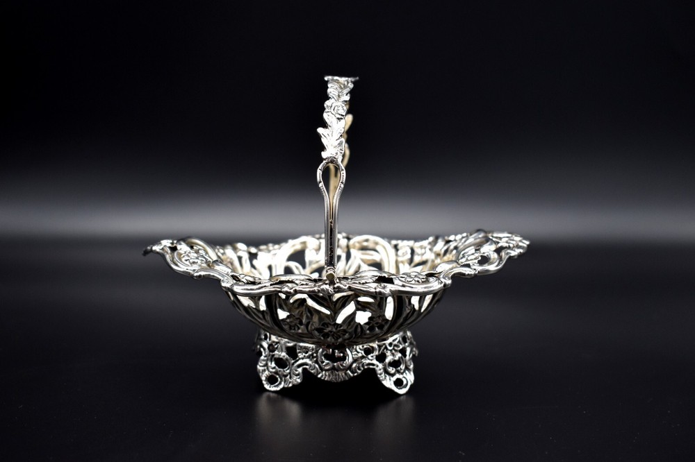 Victorian Sterling Silver Swing Basket Dish 1894