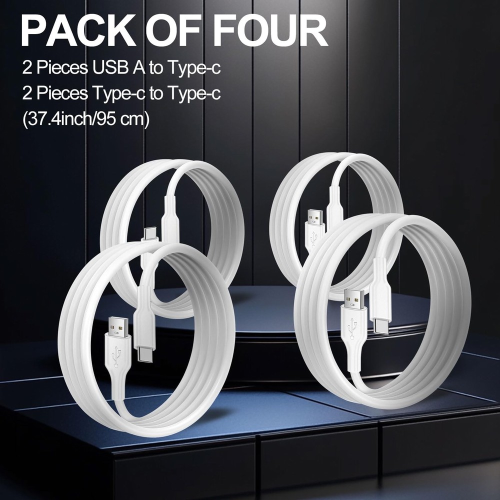4 Pack Charging Cable 60W 3.1 feet (length), 4 packs (quantity), White