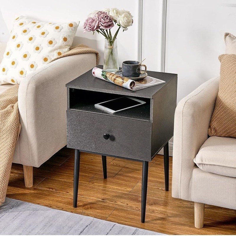 Multi-Functional Nightstand End Table W/ 3 Tiers Storage & Easy Assembly New