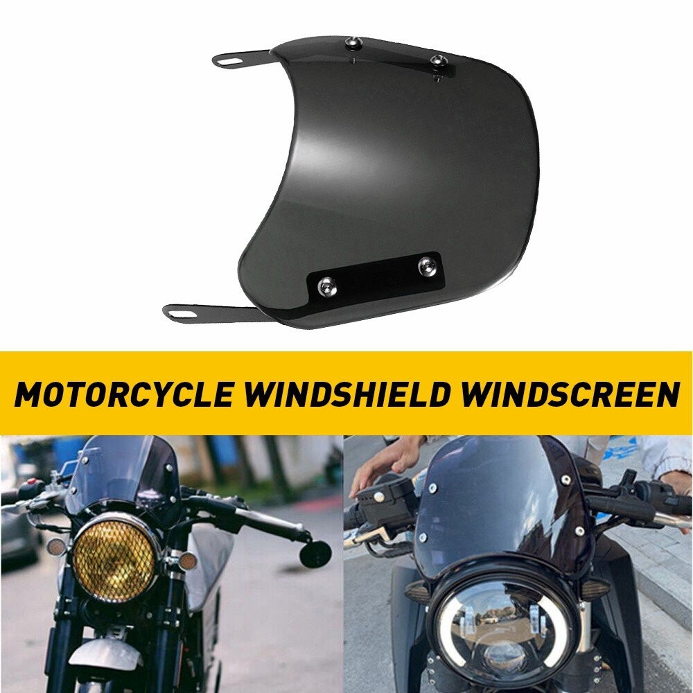 5-7" Headlamp Windshield Front Flyscreen Windscreen w/ Mount Bracket Motorcycle