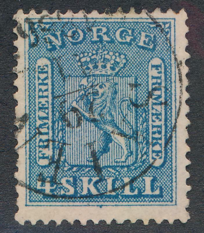 NORWAY 8 USED, LIGHT CANCEL, 4 S BLUE
