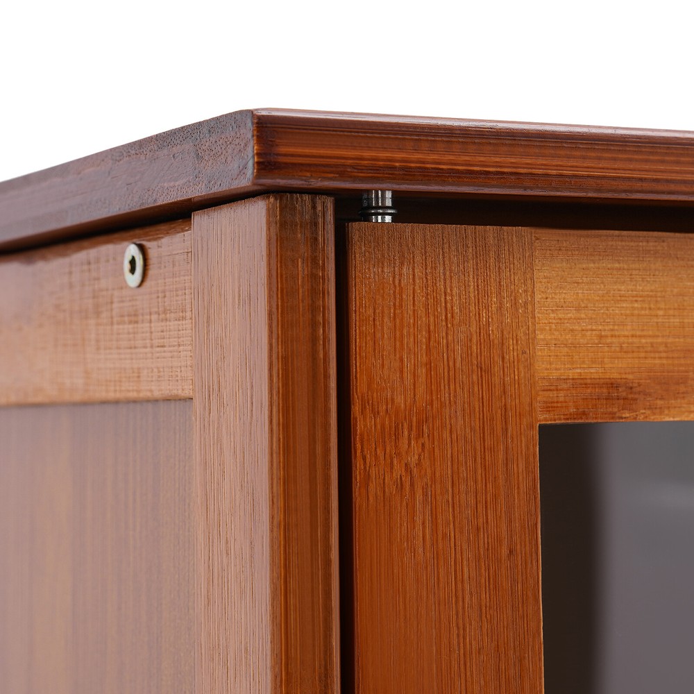 Kitchen Bamboo Storage Cabinet with Drawers Freestanding Pantry Cupboard