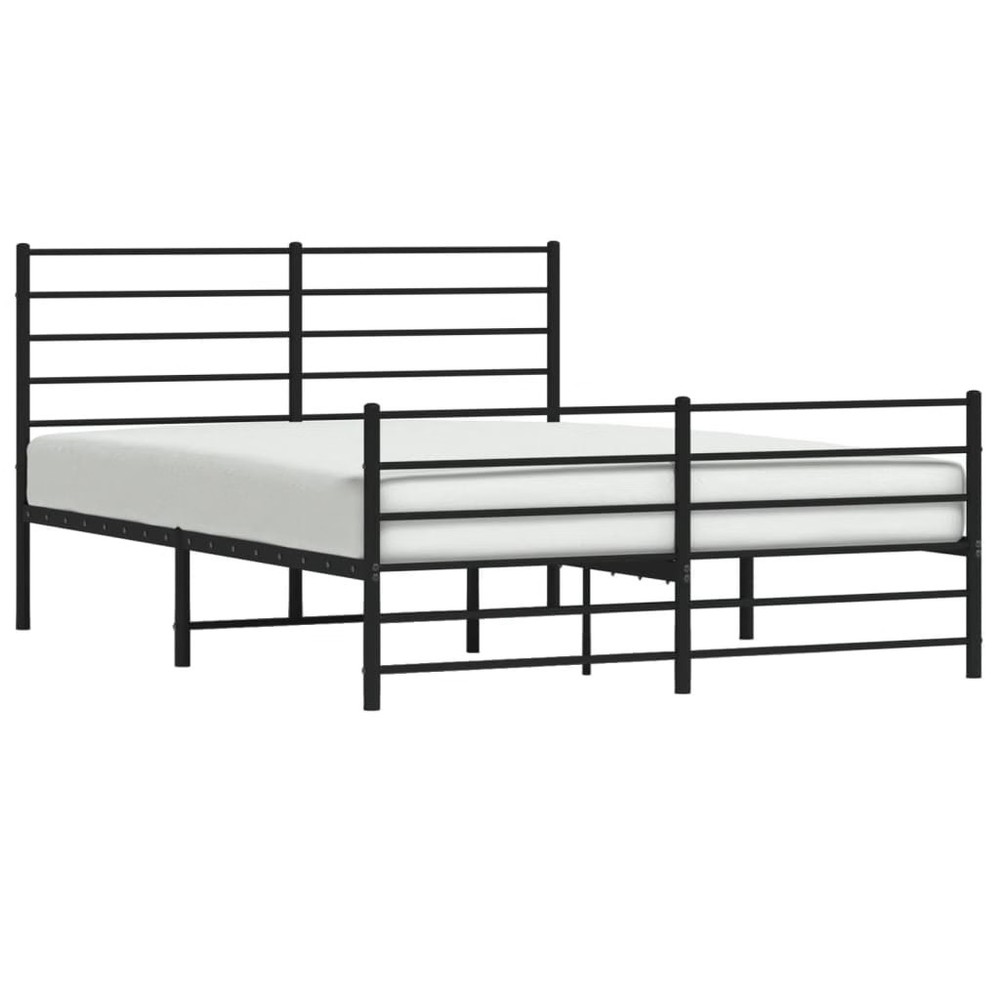Bed Frame Black Steel King Bed Frame Rectangular Traditional
