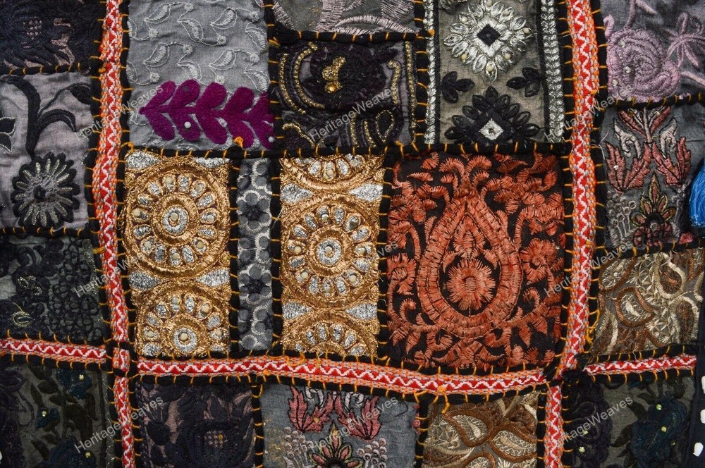 Handmade Patchwork Vintage Home Décor Khambari Square Pouf