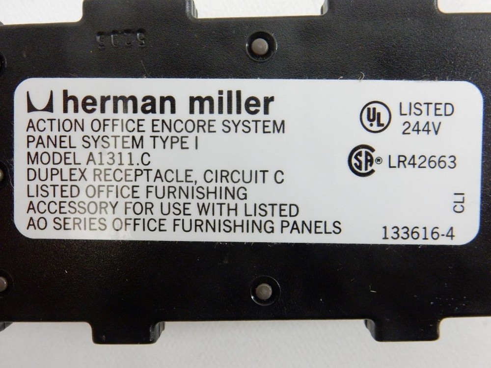 8x Herman Miller Panel System Type I A1311 Duplex Cubical Receptacle A,B,C,D