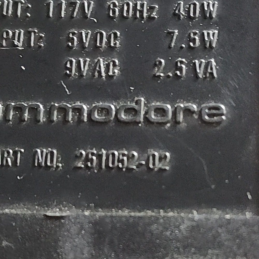 Commodore Power Supply Class 2 4 Pin # 251052-02 UnTested 1983