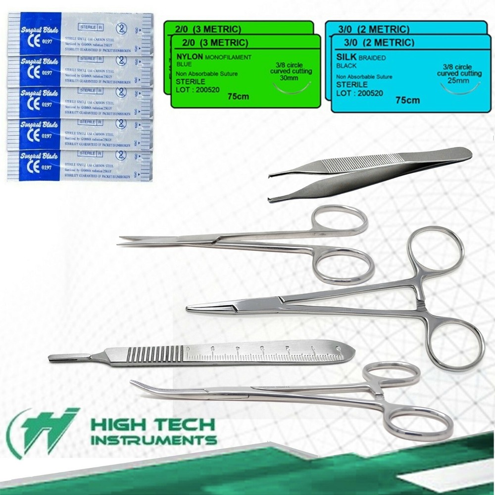 7 Pcs Dog Cat Veterinary Suture Practice Kit for Student Training Instruments