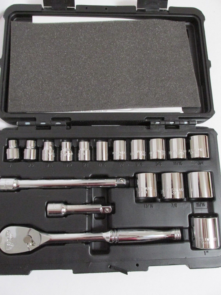 Mechanic Technician Tools Socket Set SAE Chrome Standard 3/8" Westward 53PN35