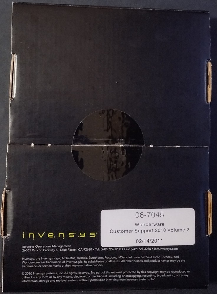 Invensys Customer First Support Shipment Vol 2 2010 Wonderware No activation!