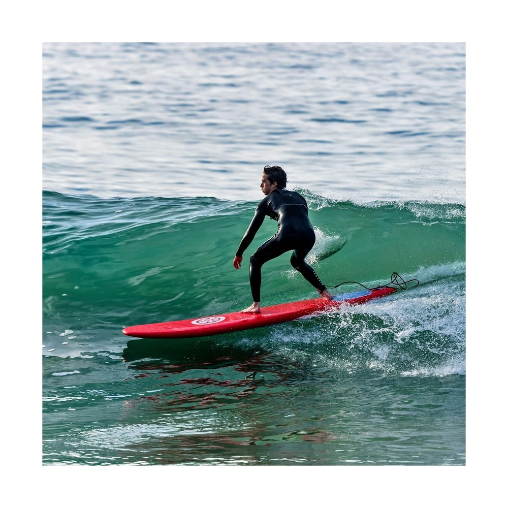 8ft Surfboard Soft top Red with Blue Wavizm Design Bottom Graphic