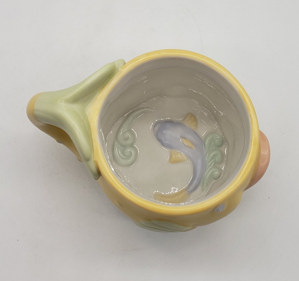 REED & BARTON Ceramic SEA TAILS Fish Cup Mug YELLOW