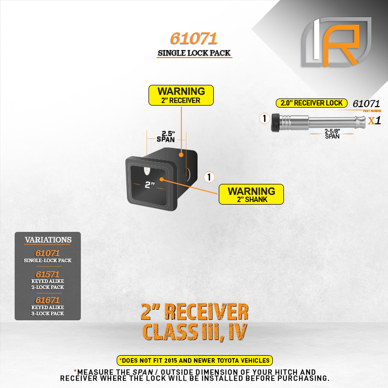 61071-D | Receiver Lock for 2 in Receiver Class III, IV