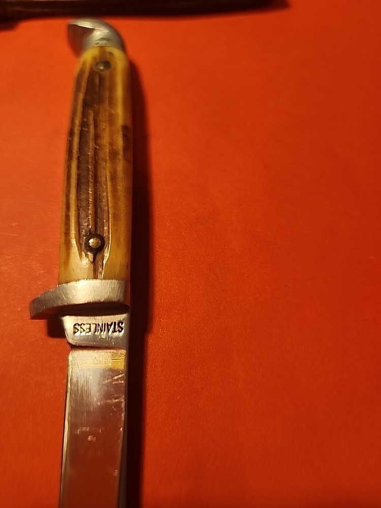 Vintage Queen fixed 3in Blade Bone handle/sheath