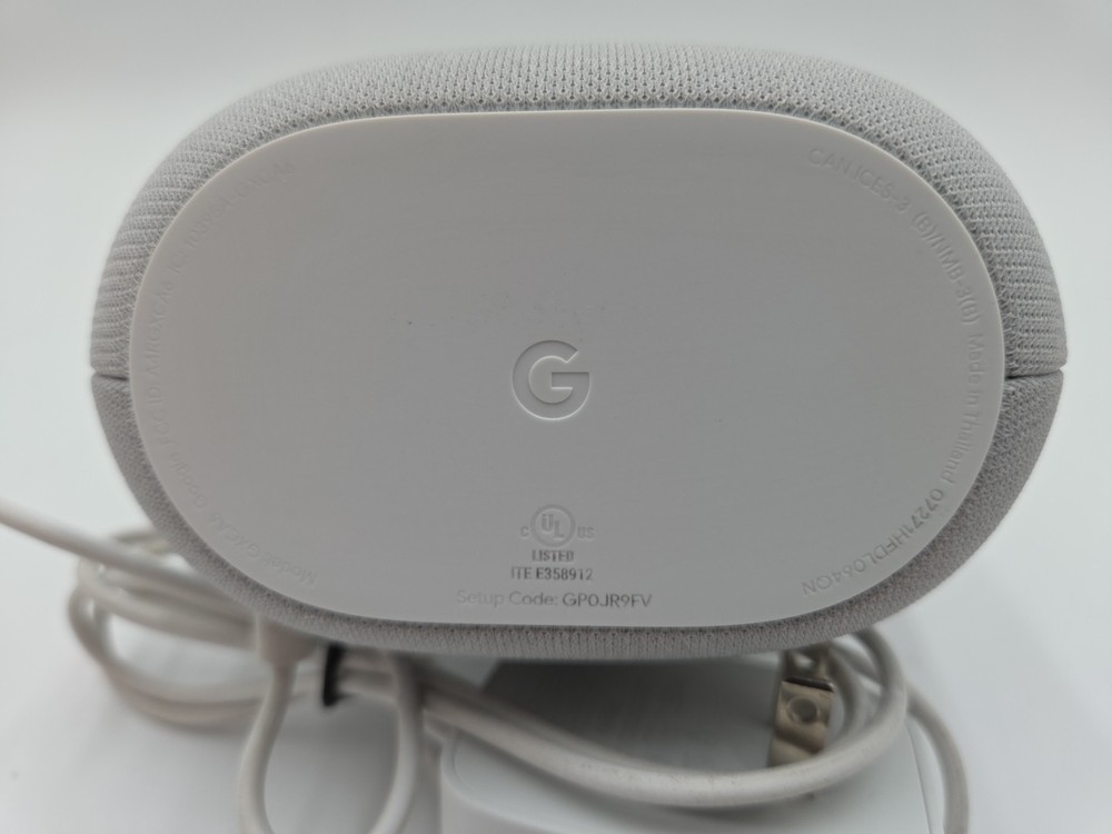 Google Nest Model GXCA6 Smart Speaker Assistant White Grey w/ Cable