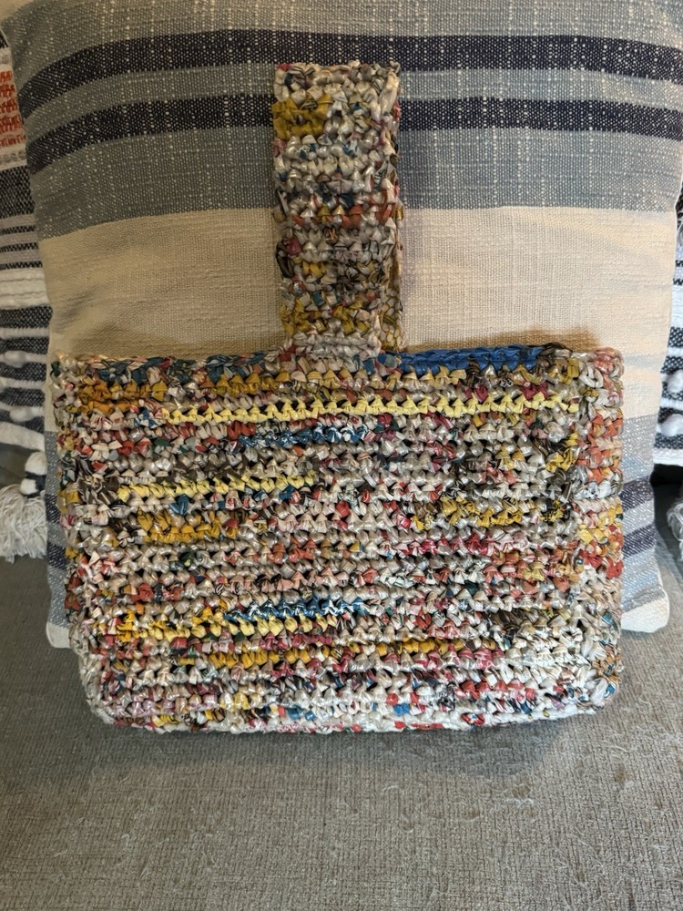 Handmade Multicolor Tote Bag with Patterned Lining