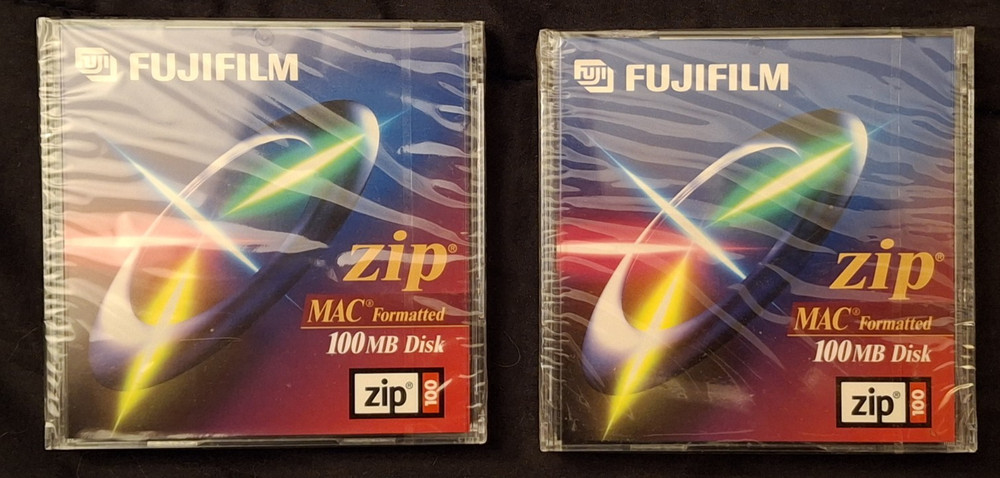 Fujifilm Zip Disk 100MB – MAC Formatted – Vintage Data Storage – Sealed 2-Pack