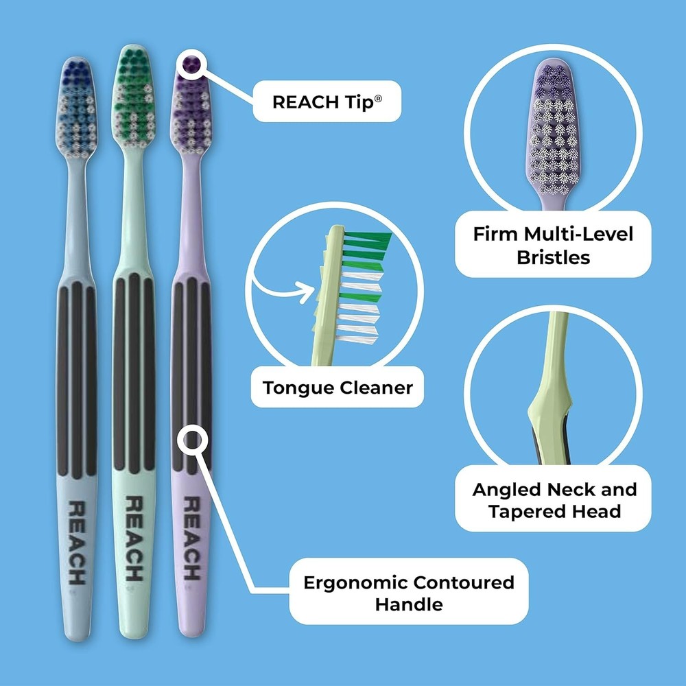 Reach Advanced Design Toothbrush, Firm Bristles, 7 Count Value Pack