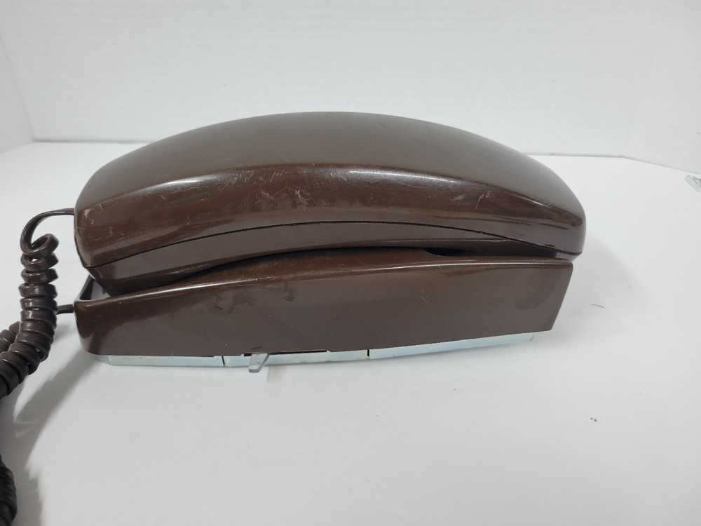 Vintage Comdial Push Button Wall Mount Phone Chocolate Brown Untested
