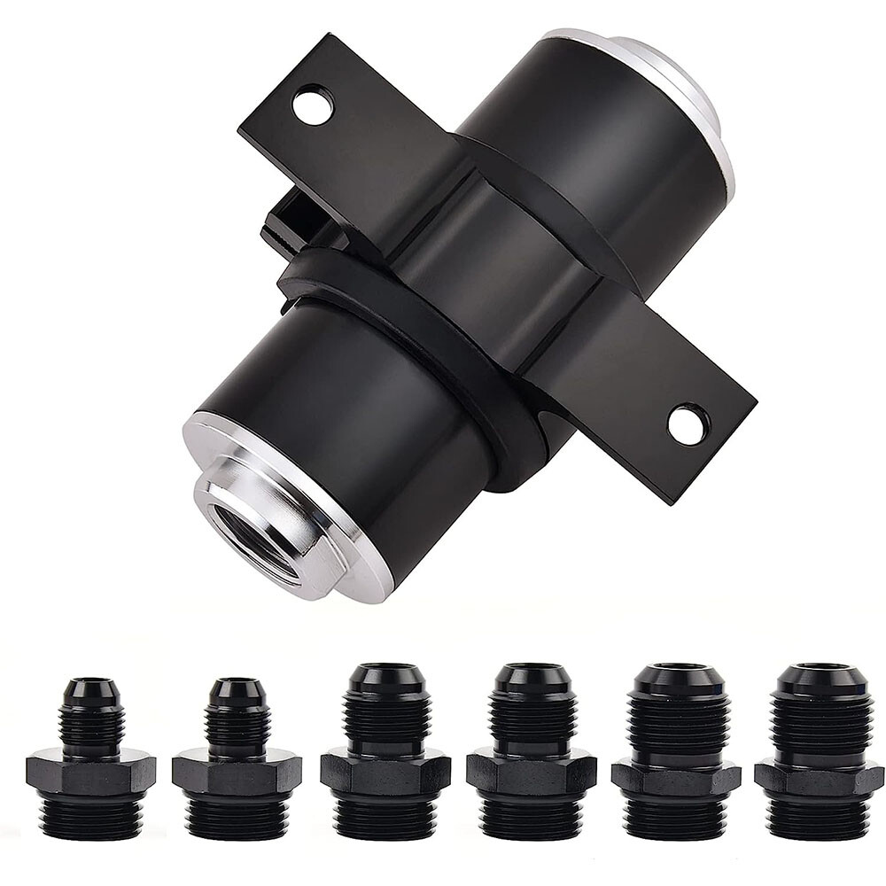 High Flow Inline Fuel Filter 100 Micron Cleanable 6AN 8AN 10AN Adapter Universal