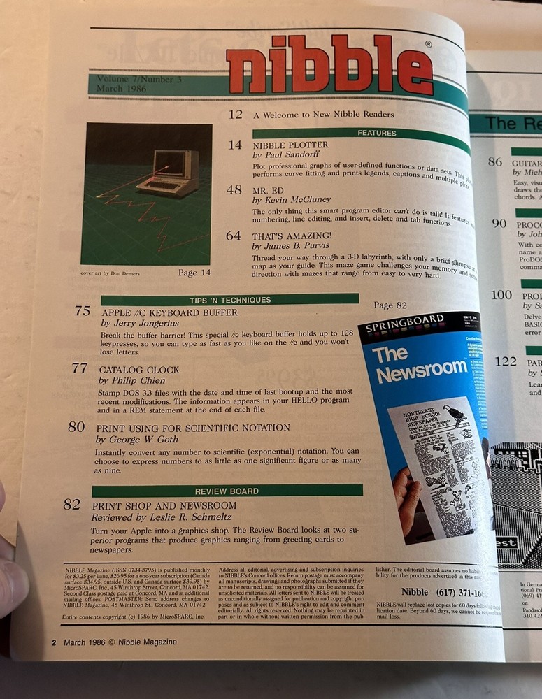 March 1986 Nibble Magazine Super Plotter Mr. Ed. ProDOS Keyboard Buffer Vintage