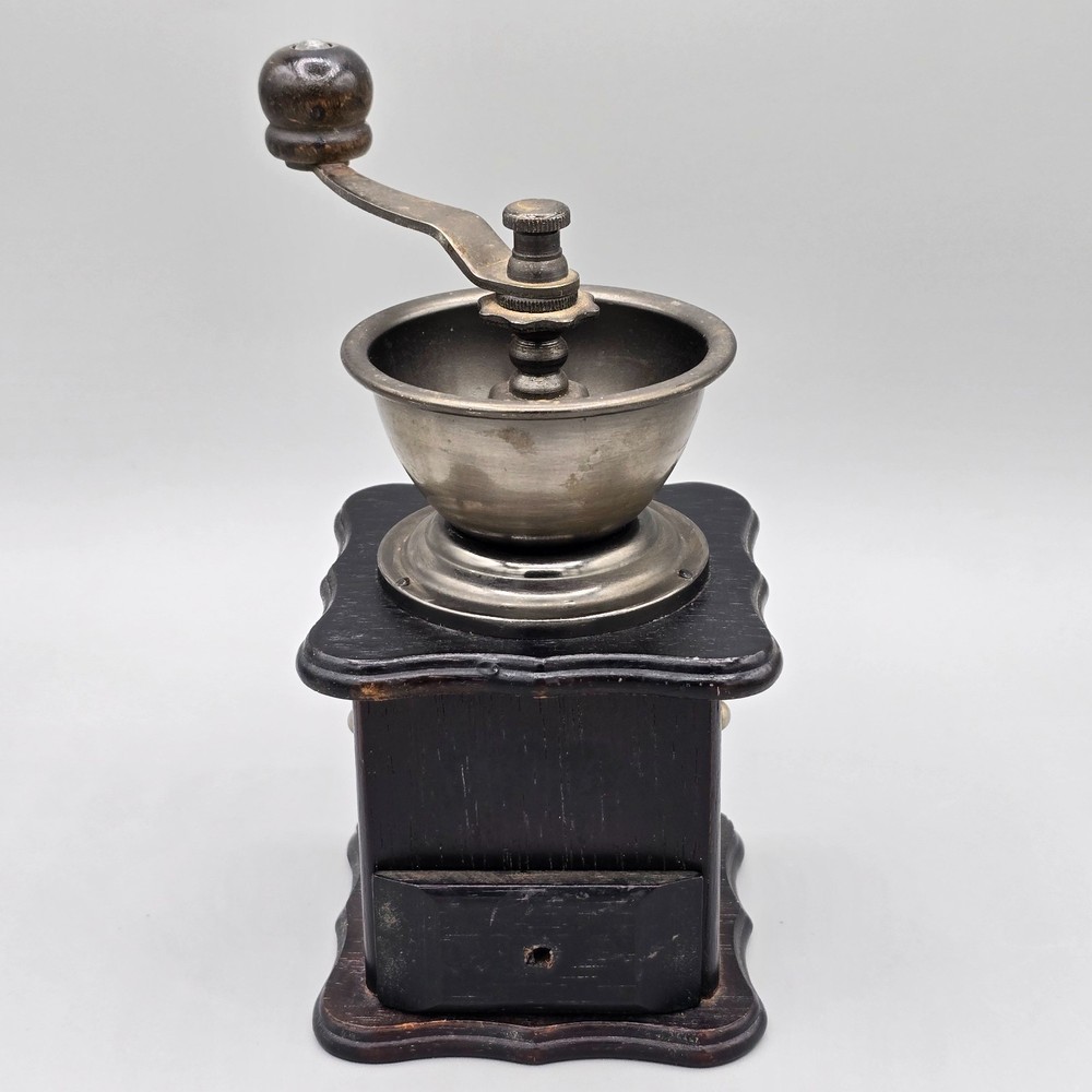 Mini Wooden Manual Coffee Grinder, Working or Use for Decor, Missing Drawer Knob