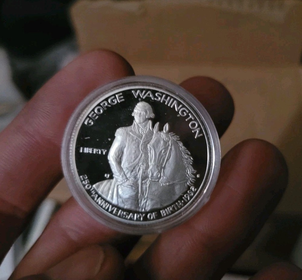 1982‑S George Washington Commemorative 90% Silver Proof Half Dollar W/ Box &COA