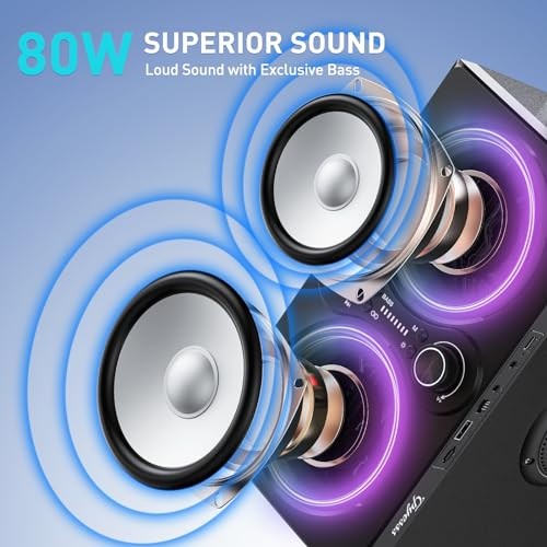 Bluetooth Speakers, 80W(Peak) Wireless TWS Portable Bluetooth DeepBlack