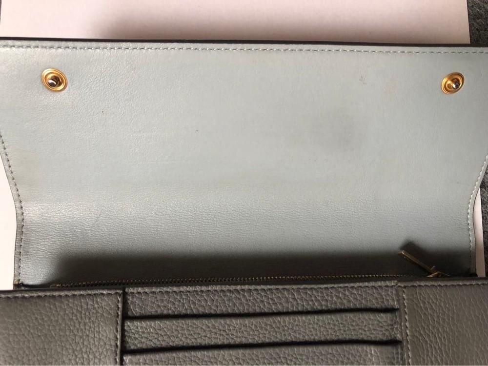 CELINE Gray Long Wallet Leather