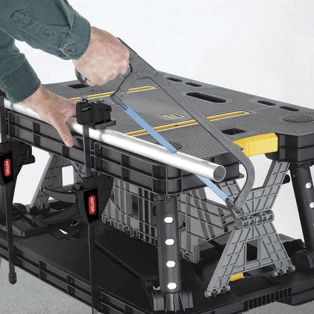 Heavy-Duty Folding Workbench with 1,000 Pound Capacity - Foldable Work Table for