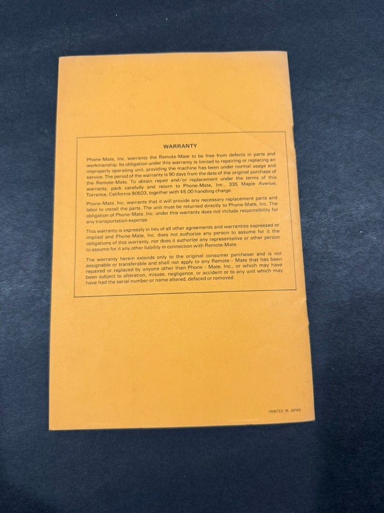 Phone-mate 400 Answering Machine Instructions & Brochure